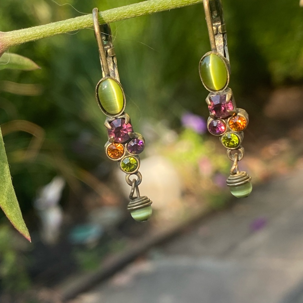 Beautiful multi colored stone and crystal earrings.